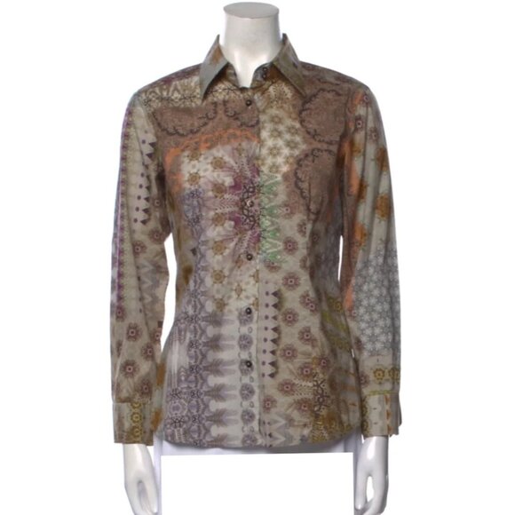 ETRO Pattern Floral Print Cotton Button Front Dress Shirt - Picture 8 of 8